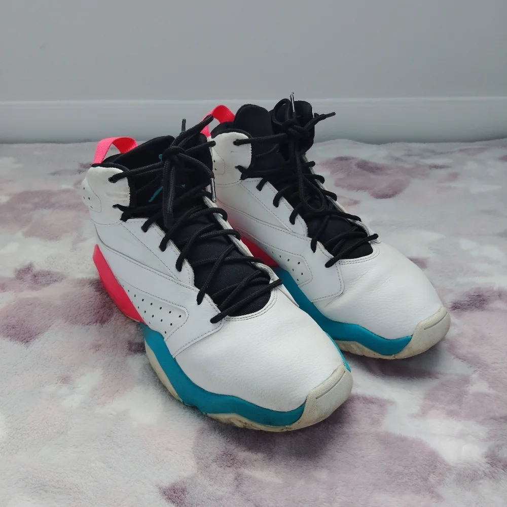 Nike Jordan Lift Off Sneakers in White with Pink and Blue Accents